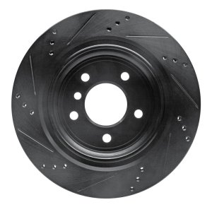 BMW Z3 Brake Rotor (1) - Rear - R1 Concepts - Drilled & Slotted - Black - `95-`02
